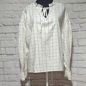 New Directions White Checkered Blouse